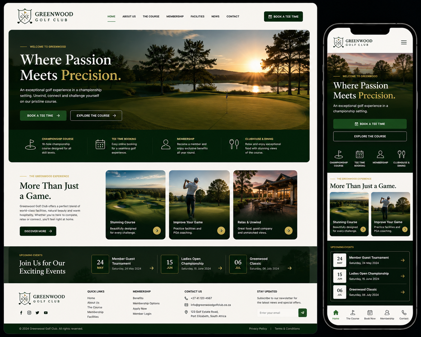 Greenwood Golf Club website preview