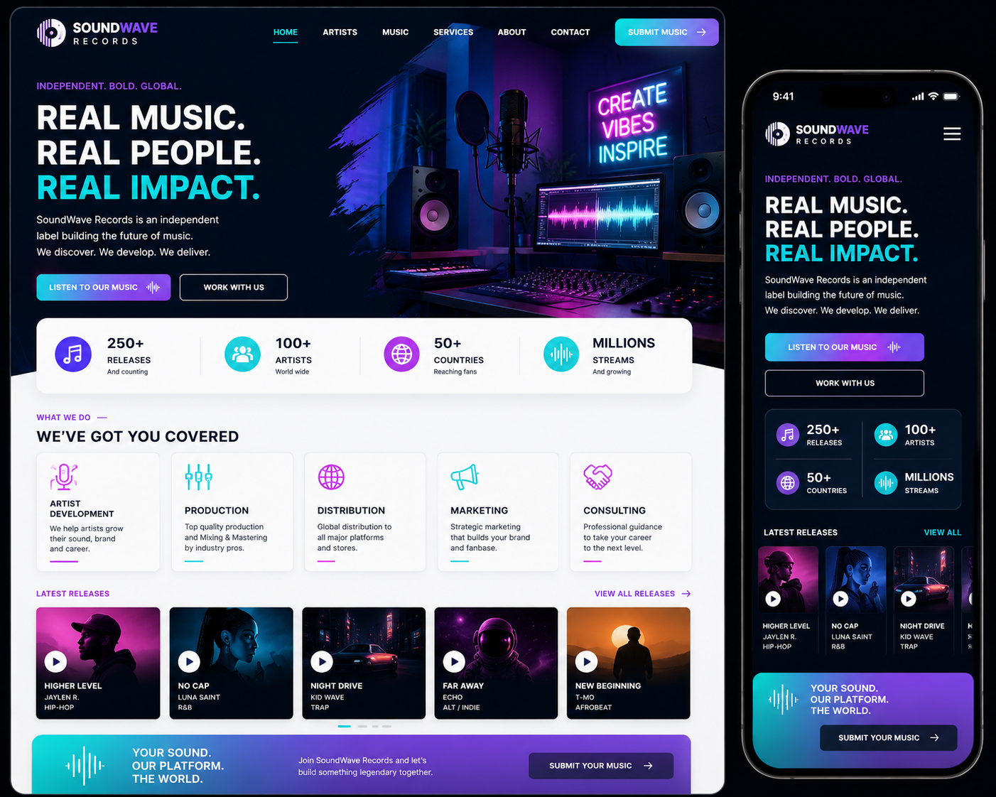 SoundWave Records website preview