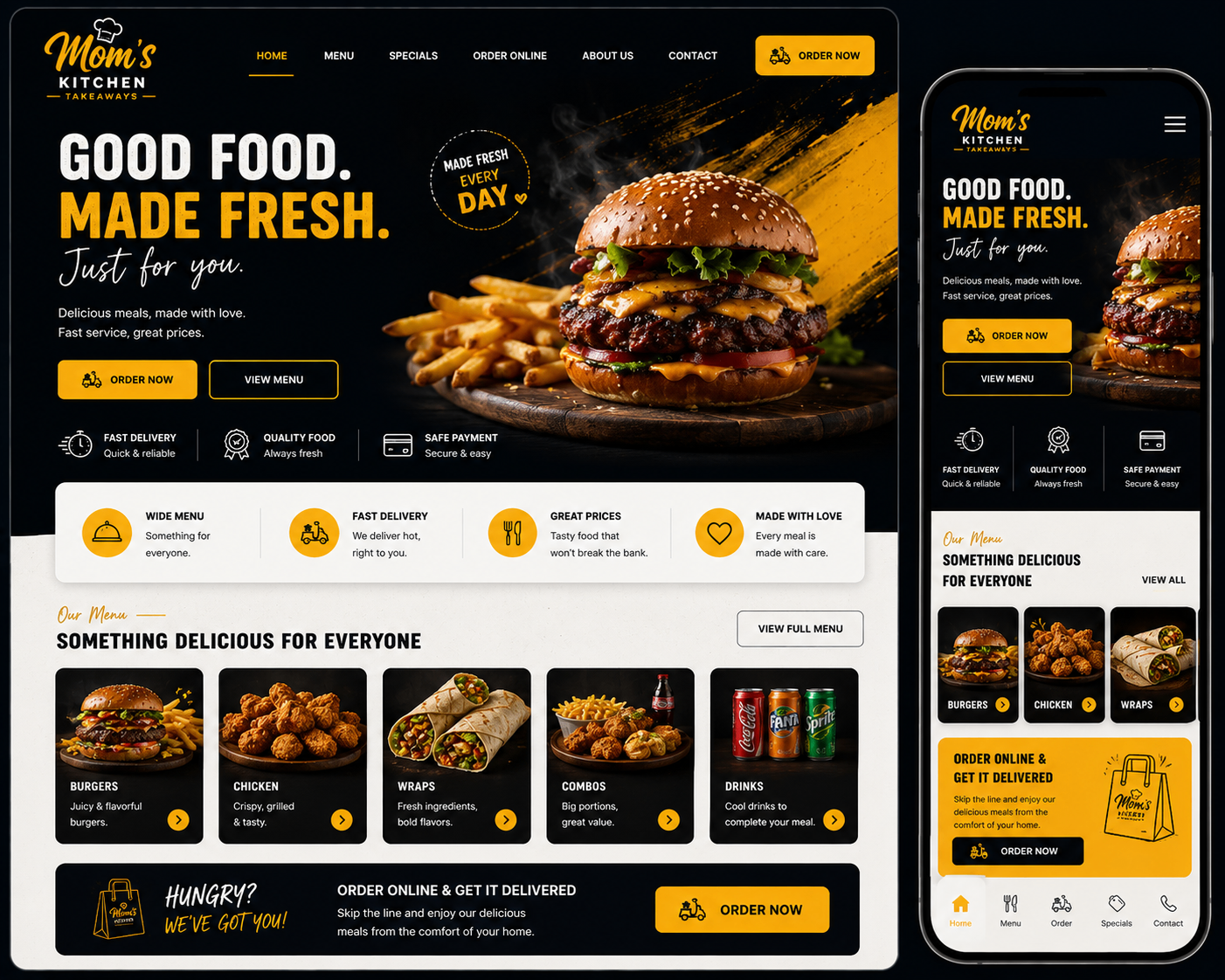 Mom's Kitchen website preview