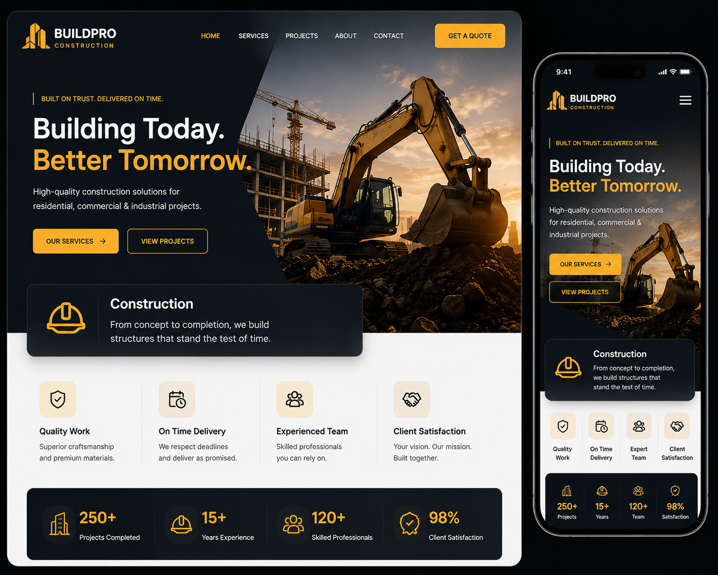 BuildPro Construction website preview